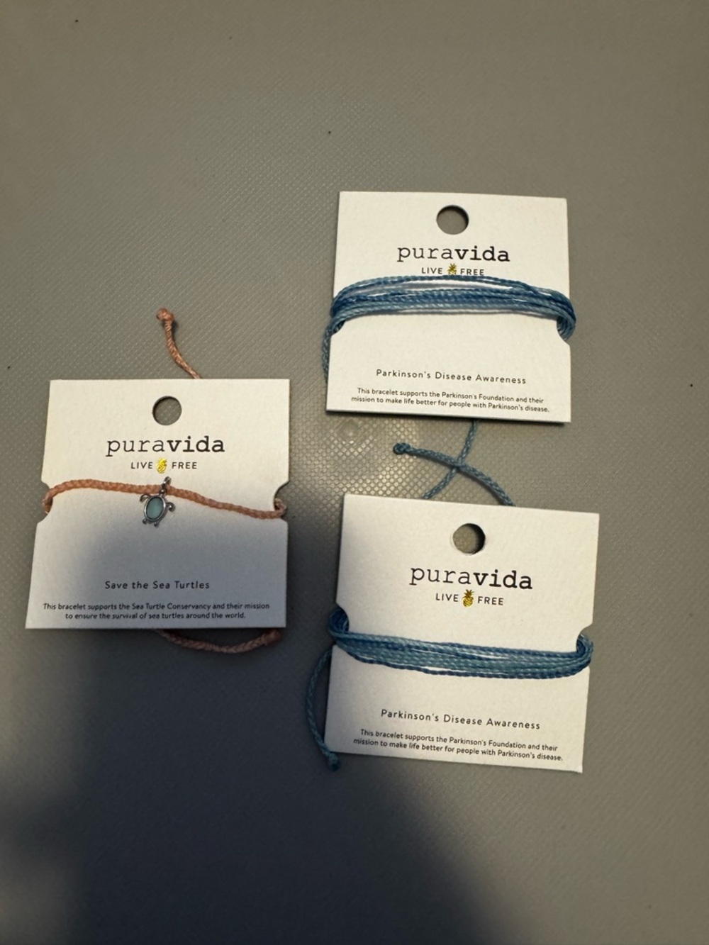 Pura Vida Blue and Peach Cord Bracelets (Set of 3)